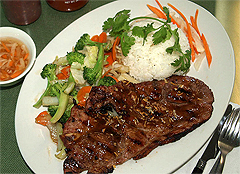 CARSON CITY Viet Pho BBQ Pork Steak and Stir Fried Vegetables